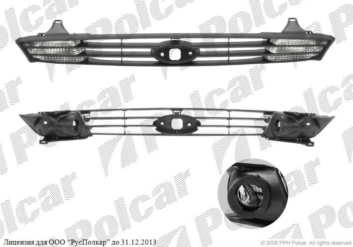 FORD FOCUS (DAW/DBW/DNW/DFW) 09.98 - 11.04 :Решетка радиатора (с белыми ук. поворота, в сборе, чёрная, USA), -02- YS4Z13200BA