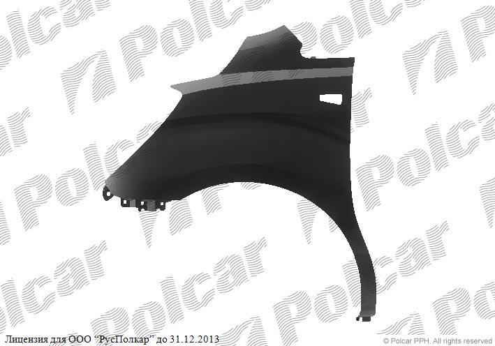 HYUNDAI H1, 02.08- : Крыло переднее правое (с отв. под птф)- 66321-4H501