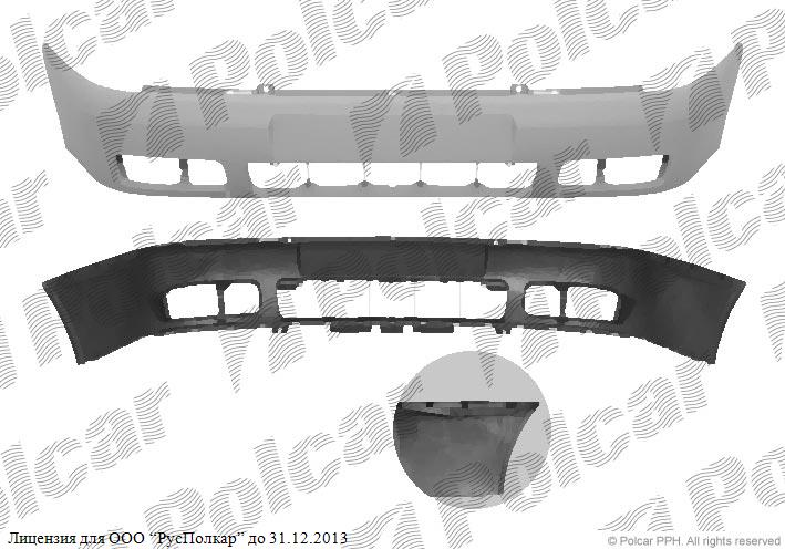 VW POLO (6KV) CLASSIC/комби 11.95 - 06.01 :Бампер передний (грунт., с боковыми держателями)- 6K5807221B GRU